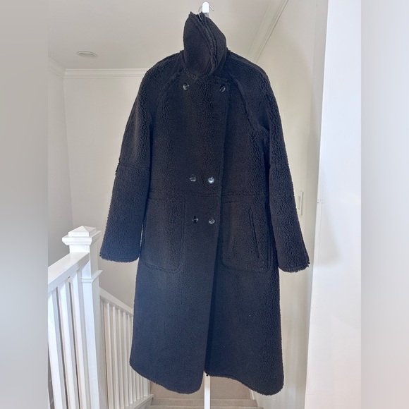 ZARA WOMEN LONG DOUBLE FACED COAT BROWN REVERSIBLE - Picture 11 of 16